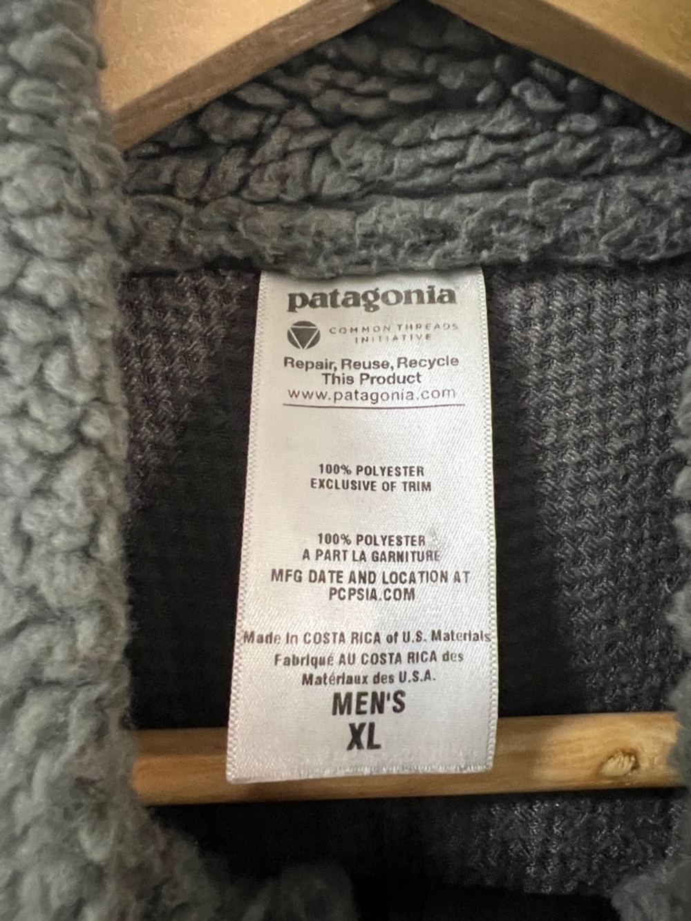 Patagonia Gray Sherpa Vest with Black Trim - Picture 2 of 6